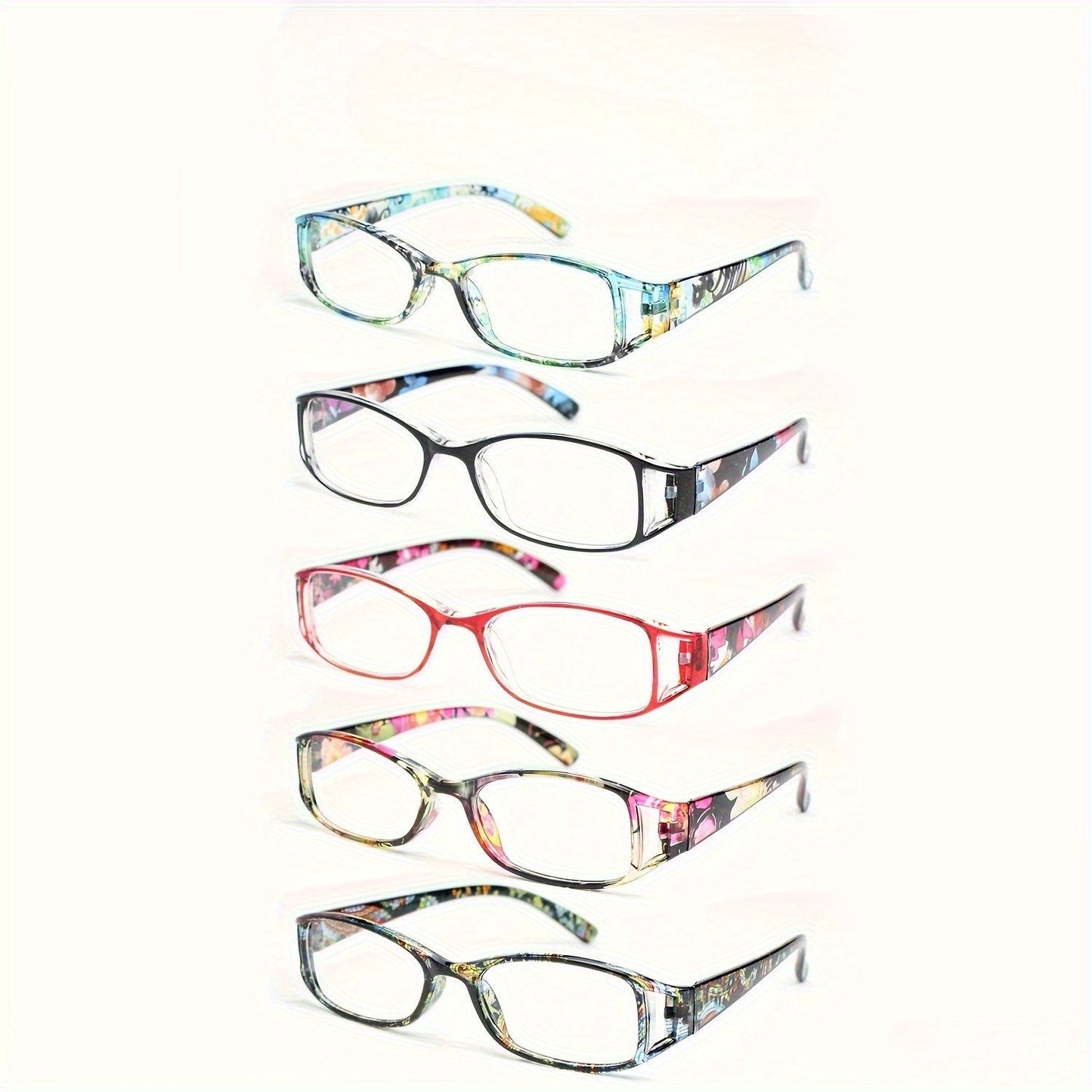 Reading Glasses - Women 5 Pack Fashion Hollow Graffiti Print Small Frame Readers +1.00 to - product detail view 7