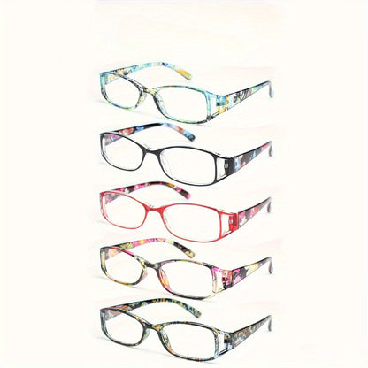 Reading Glasses - Women 5 Pack Fashion Hollow Graffiti Print Small Frame Readers +1.00 to - product detail view 10