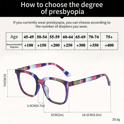 Reading Glasses - 5 Pack Rectangular Color-Block Striped Temple Unisex Fashionable - product detail view 5
