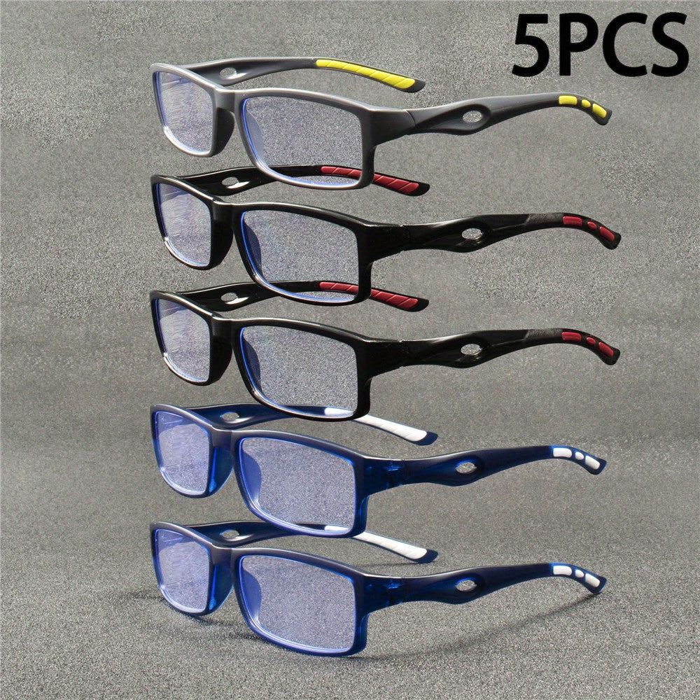 Reading Glasses - 5 Pack Retro Square Frame Unisex Multi-Color Lightweight Computer Readers - product detail view 7