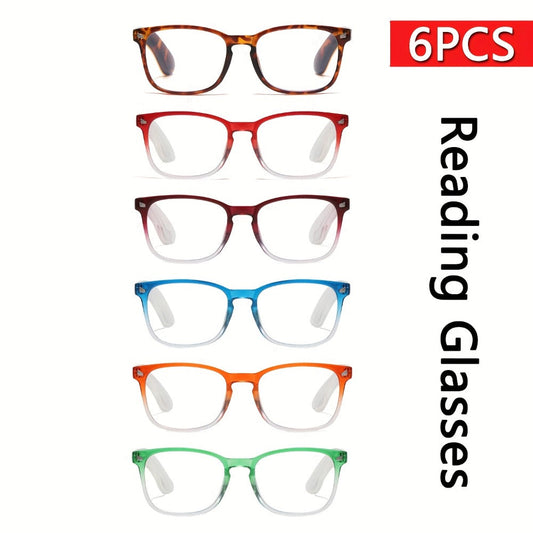 Reading Glasses - 6 Pack Oval Full Frame Anti-Glare PC Lenses Minimalist Fashion Readers - main product view