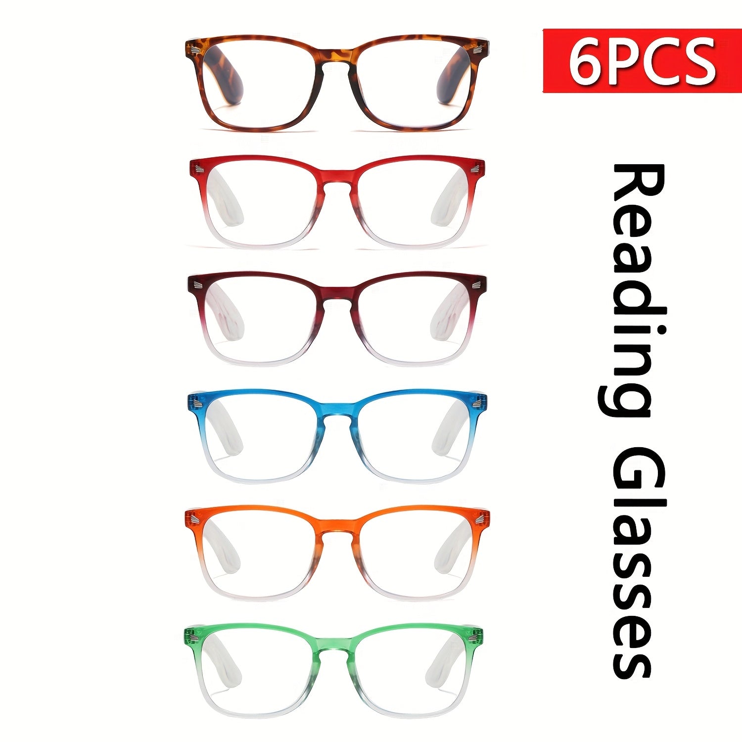 Reading Glasses - 6 Pack Oval Full Frame Anti-Glare PC Lenses Minimalist Fashion Readers - product detail view 7