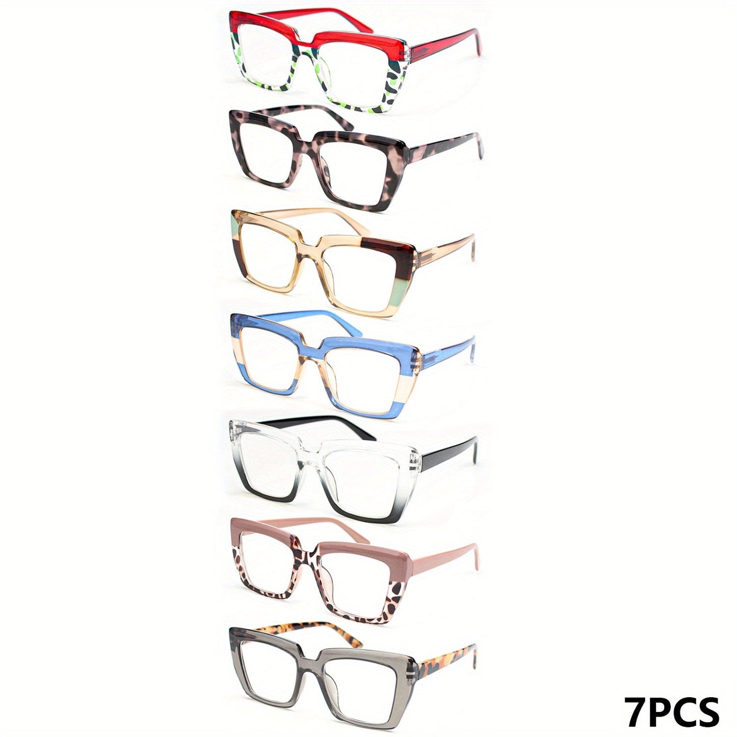 Reading Glasses - for Women 7 Pack Colorful Large Square Frame Presbyopia Readers +1.0 to - product detail view 13