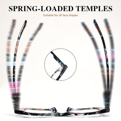 Reading Glasses - Women 7 Pack Large Square Frame Spring Hinges Vintage Print PC Readers - product detail view 4