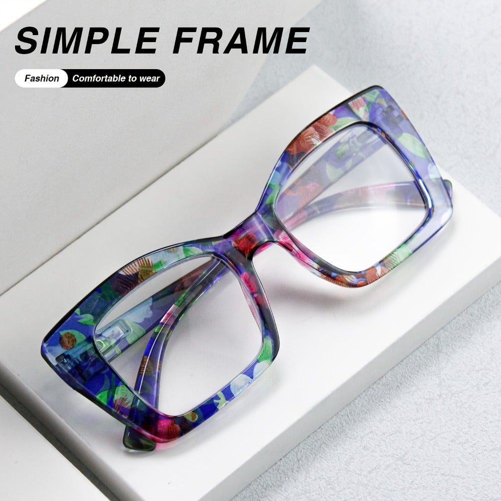 Reading Glasses - Women 7 Pack Large Square Frame Spring Hinges Vintage Print PC Readers - product detail view 11