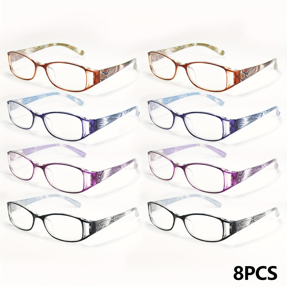 Reading Glasses - 8 Pack Men Women Color Striped Fashion Readers Bulk Value Set Black Purple - product detail view 3