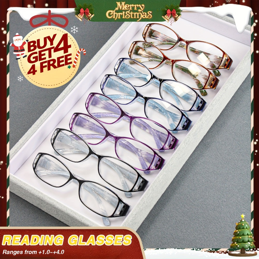 Reading Glasses - 8 Pack Men Women Color Striped Fashion Readers Bulk Value Set Black Purple - product detail view 4