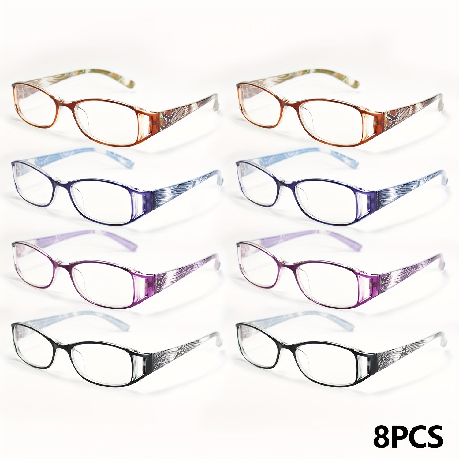 Reading Glasses - 8 Pack Men Women Color Striped Fashion Readers Bulk Value Set Black Purple - product detail view 13