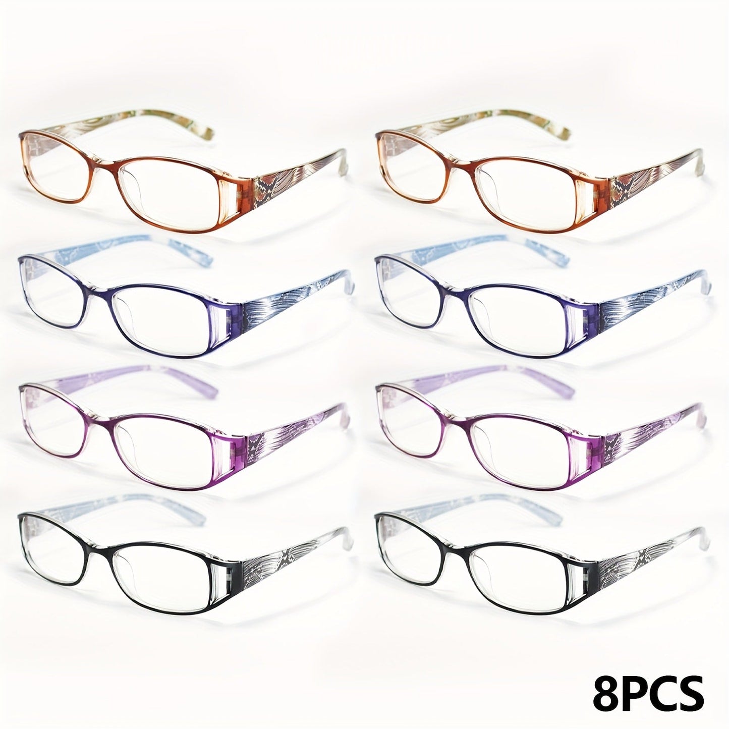 Reading Glasses - 8 Pack Men Women Color Striped Fashion Readers Bulk Value Set Black Purple - product detail view 15