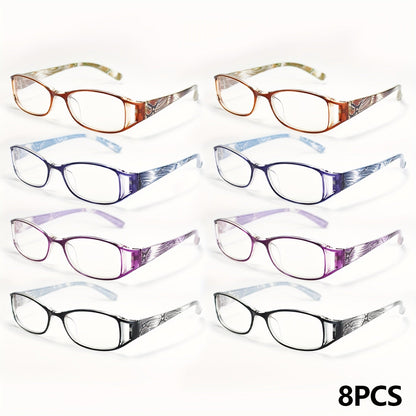 Reading Glasses - 8 Pack Men Women Color Striped Fashion Readers Bulk Value Set Black Purple - product detail view 19
