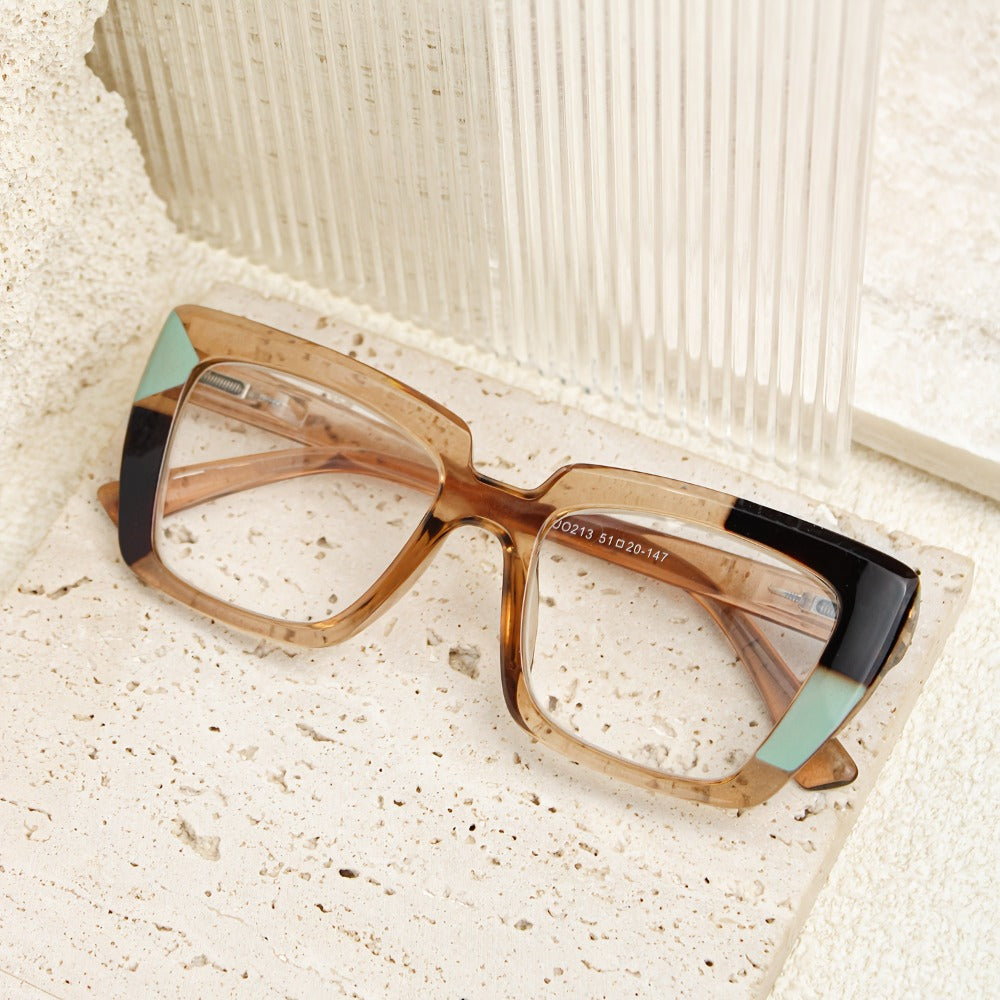Reading Glasses - 8 Pack for Women Retro Print Color Clash Rectangular Spring Hinge Fashion - product detail view 4