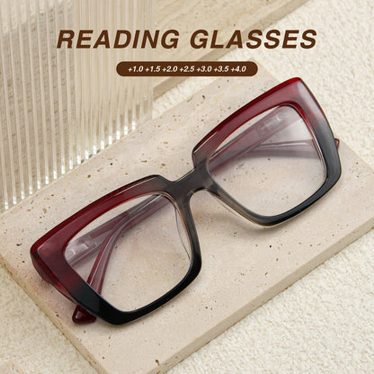 Reading Glasses - 8 Pack for Women Retro Print Color Clash Rectangular Spring Hinge Fashion - product detail view 6