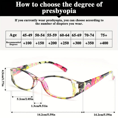 Reading Glasses - 9 Pack Floral Fashion Square Frame for Men & Women Hollow Design Wide - product detail view 2