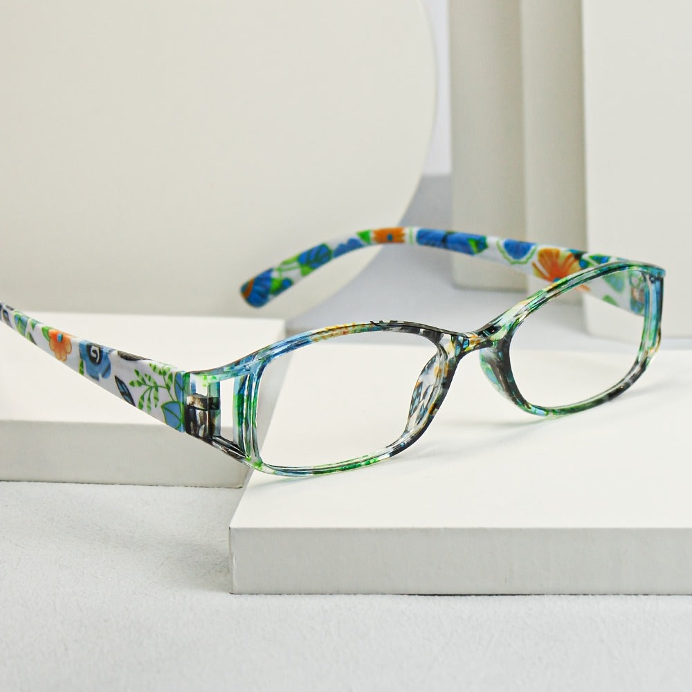 Reading Glasses - 9 Pack Floral Fashion Square Frame for Men & Women Hollow Design Wide - product detail view 7