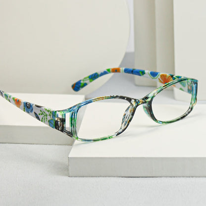 Reading Glasses - 9 Pack Floral Fashion Square Frame for Men & Women Hollow Design Wide - product detail view 7