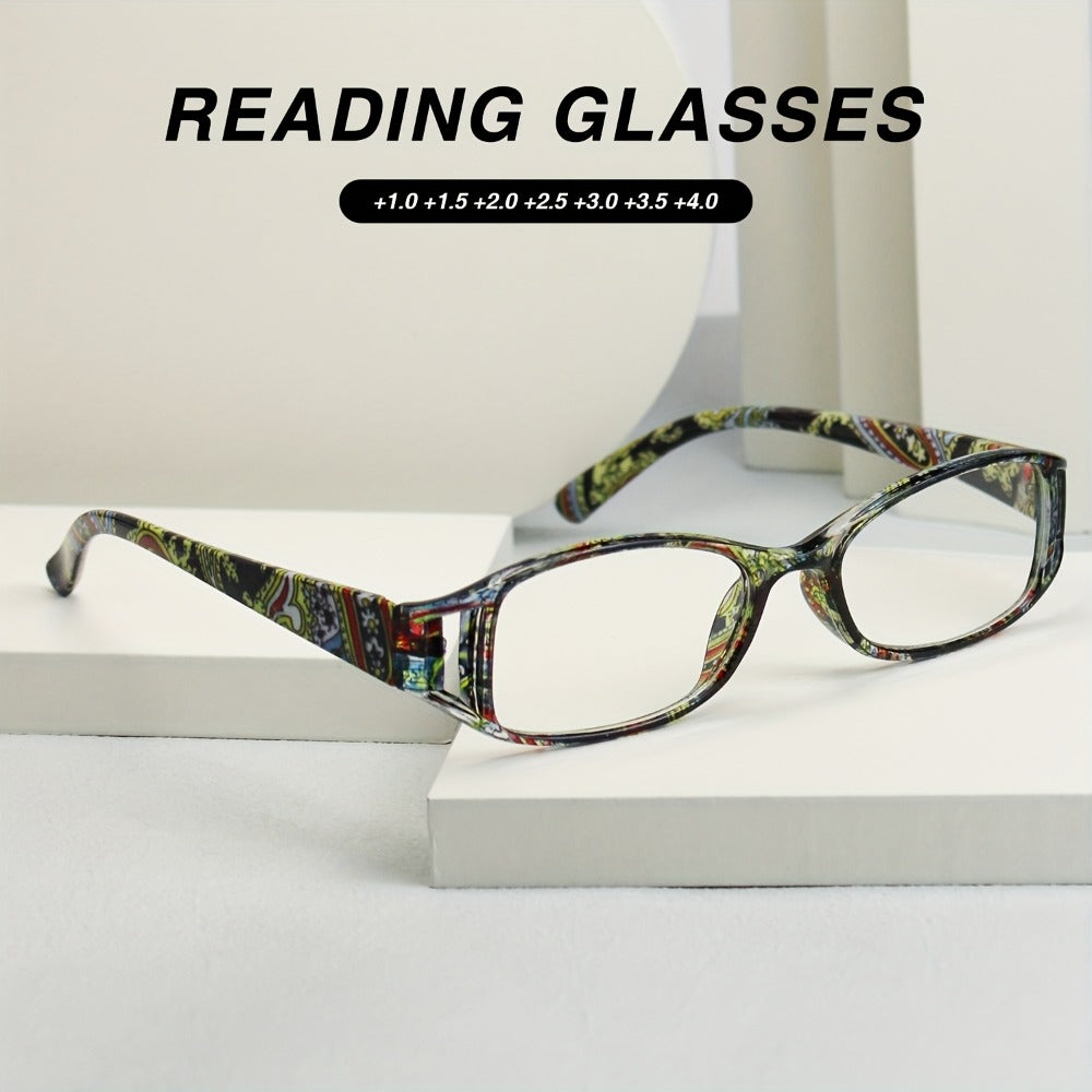 Reading Glasses - 9 Pack Floral Fashion Square Frame for Men & Women Hollow Design Wide - product detail view 8