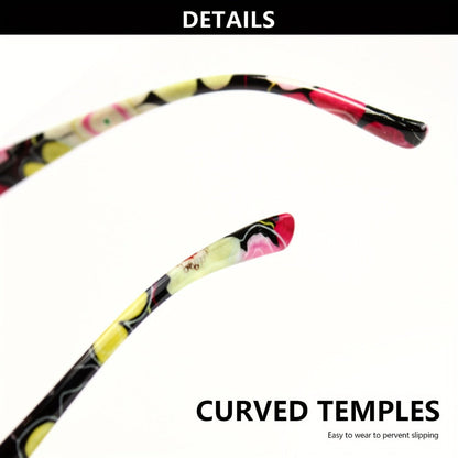 Reading Glasses - 9 Pack Floral Fashion Square Frame for Men & Women Hollow Design Wide - product detail view 10