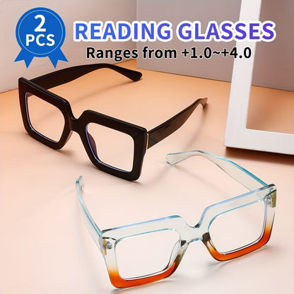 Reading Glasses - Anti Blue Light 2 Pairs Rectangular Large Frame UV Protection Computer - product detail view 7