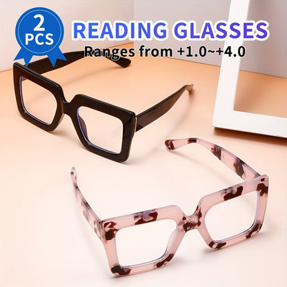 Reading Glasses - Anti Blue Light 2 Pairs Rectangular Large Frame UV Protection Computer - product detail view 8