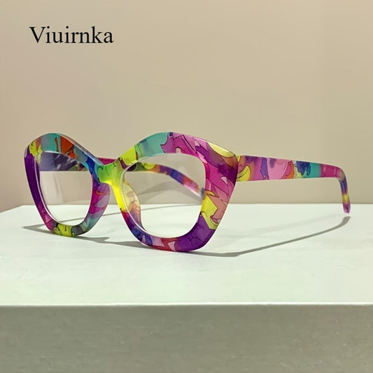 Reading Glasses - Blue Light Blocking for Women Cat Eye Retro Square Colorful Frame PC - product detail view 2