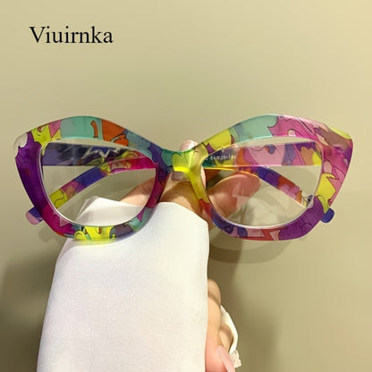 Reading Glasses - Blue Light Blocking for Women Cat Eye Retro Square Colorful Frame PC - product detail view 3
