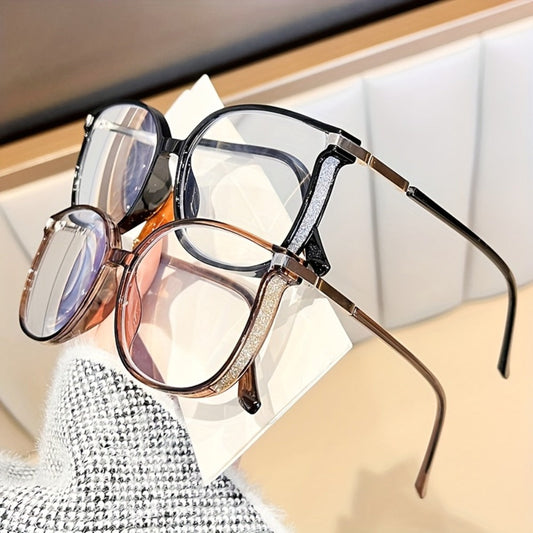 Reading Glasses - Blue Light Blocking Women Cat Eye TR90 Golden Chain Full Rim Oval Frame - product detail view 2