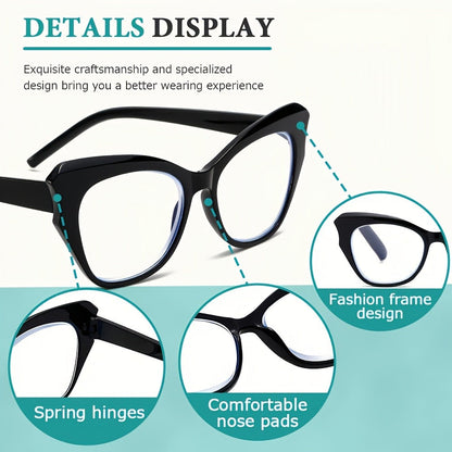 Reading Glasses - Blue Light Men Women Butterfly Cat Eye Frame Anti-Blue Light HD Presbyopic - product detail view 7