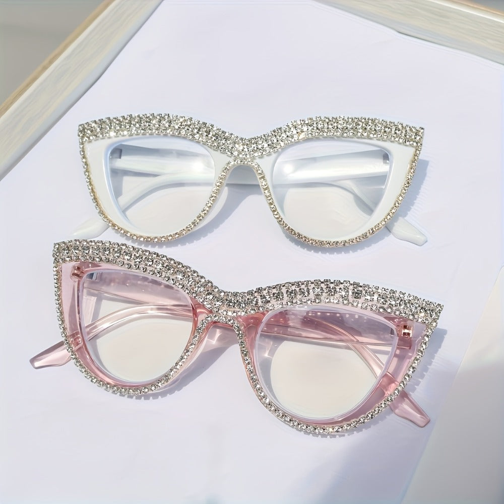 Reading Glasses - Cat Eye for Women 2 Pack Blue Light Blocking Rhinestone Decor PC Frame - product detail view 6