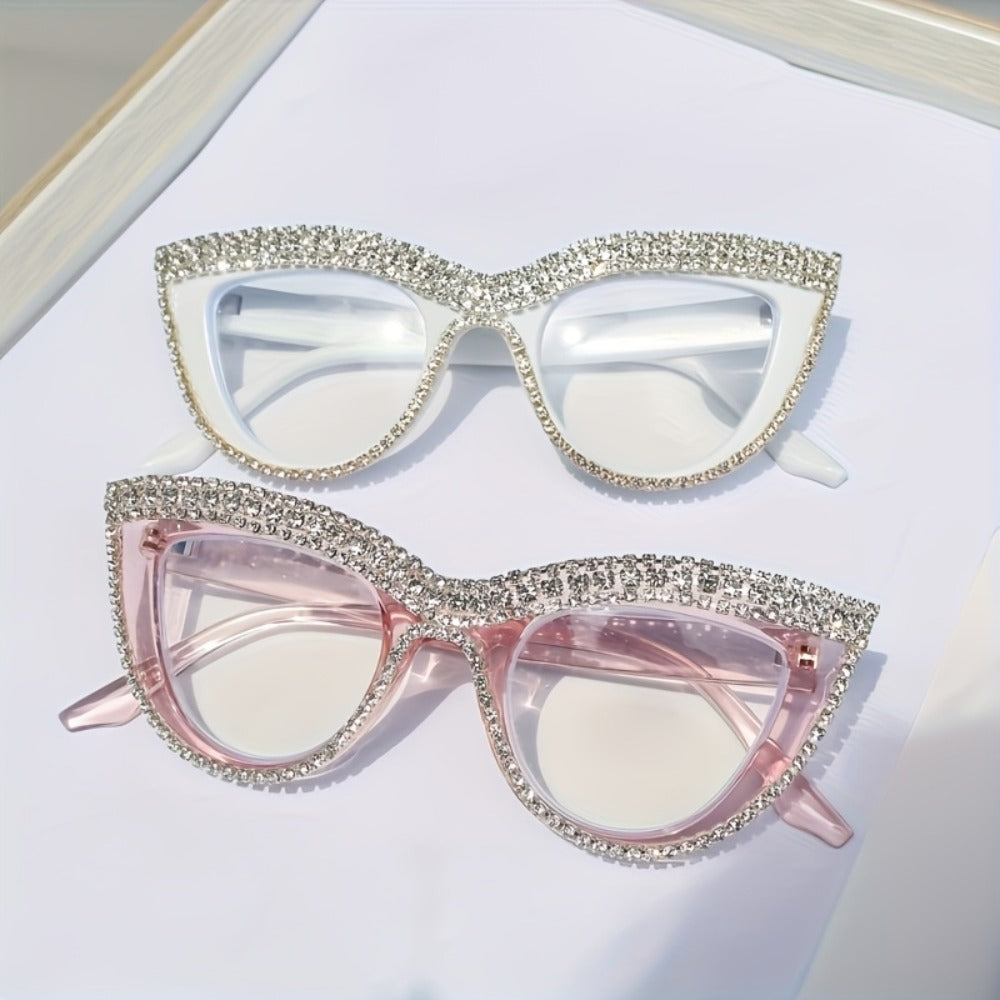 Reading Glasses - Cat Eye for Women 2 Pack Blue Light Blocking Rhinestone Decor PC Frame - product detail view 7