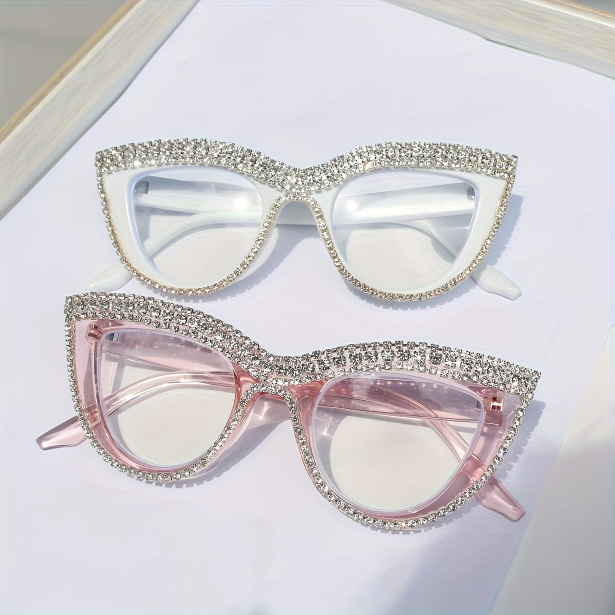 Reading Glasses - Cat Eye for Women 2 Pack Blue Light Blocking Rhinestone Decor PC Frame - product detail view 16
