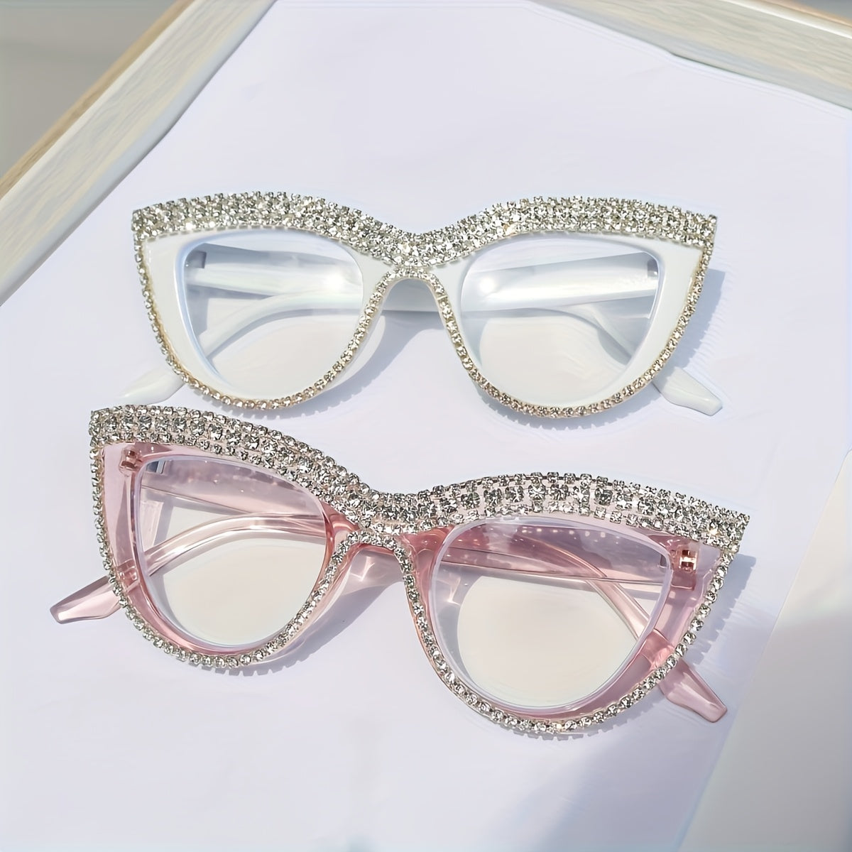 Reading Glasses - Cat Eye for Women 2 Pack Blue Light Blocking Rhinestone Decor PC Frame - product detail view 18