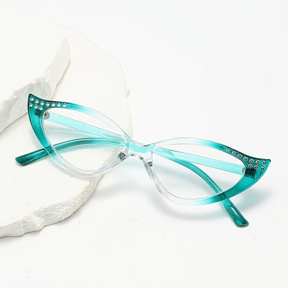 Reading Glasses - Cat Eye 4 Pack Rhinestone Accents Gradient Color Frames Metal Hinges - product detail view 5
