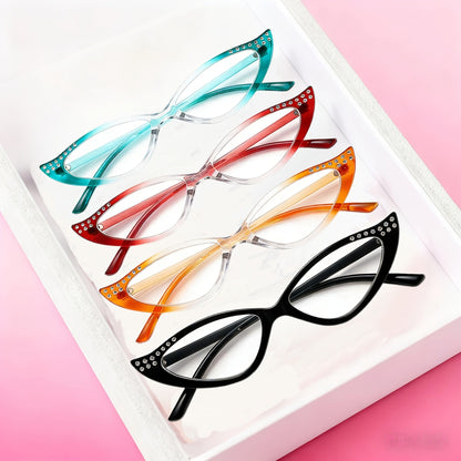 Reading Glasses - Cat Eye 4 Pack Rhinestone Accents Gradient Color Frames Metal Hinges - product detail view 8