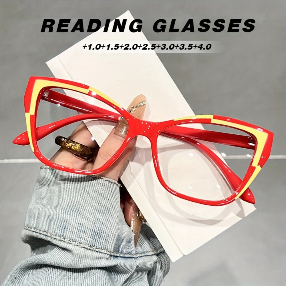 Reading Glasses - Cat Eye for Women Anti Blue Light Color Block Elegant Fashion Readers +1.0 - product detail view 3