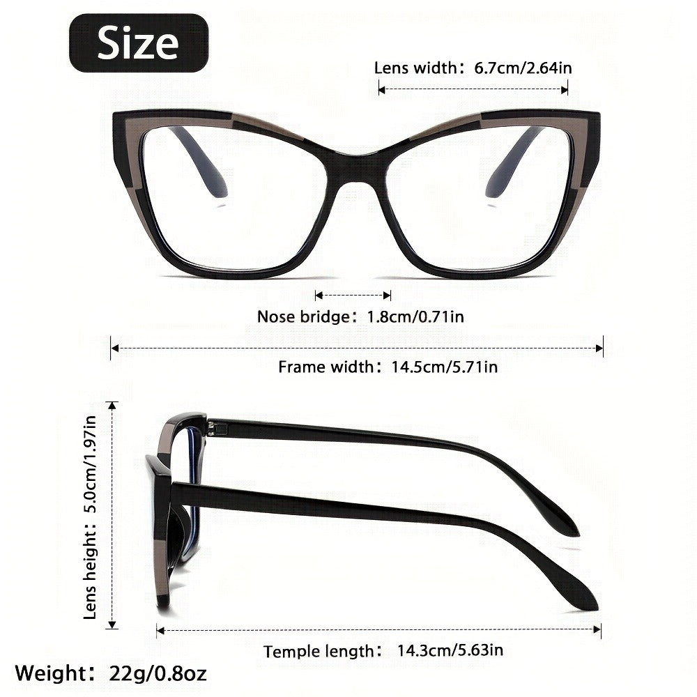 Reading Glasses - Cat Eye for Women Anti Blue Light Color Block Elegant Fashion Readers +1.0 - product detail view 6