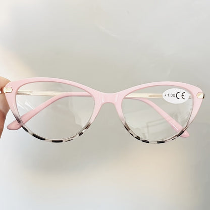 Reading Glasses - Cat Eye for Women HD Lenses Retro Design Spring Temple Pink Leopard Black - product detail view 8