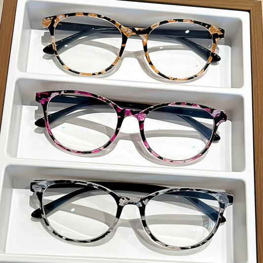 Reading Glasses - Colorful for Women 4 Pack Spring Hinge Square Round Frame Blue Purple - product detail view 2