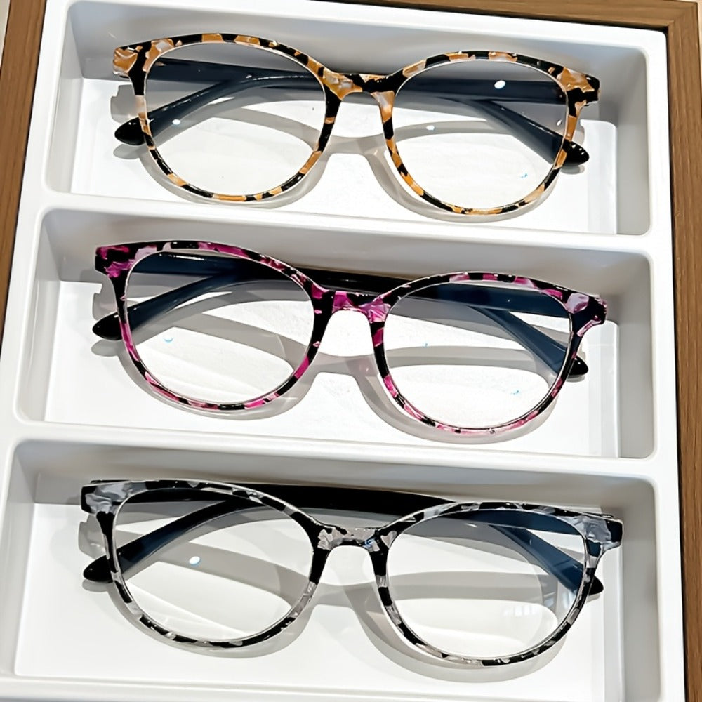 Reading Glasses - Colorful for Women 4 Pack Spring Hinge Square Round Frame Blue Purple - product detail view 2