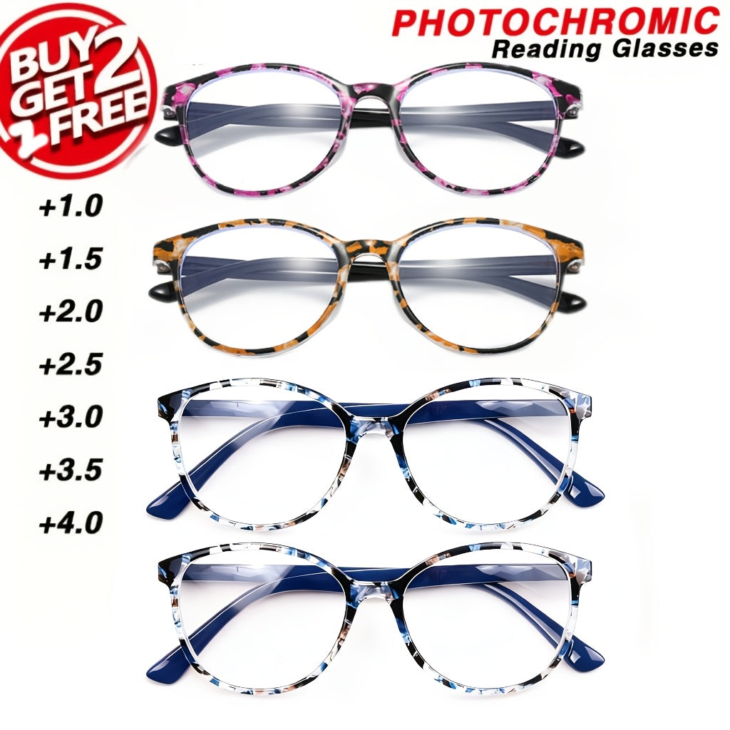 Reading Glasses - Colorful for Women 4 Pack Spring Hinge Square Round Frame Blue Purple - product detail view 8
