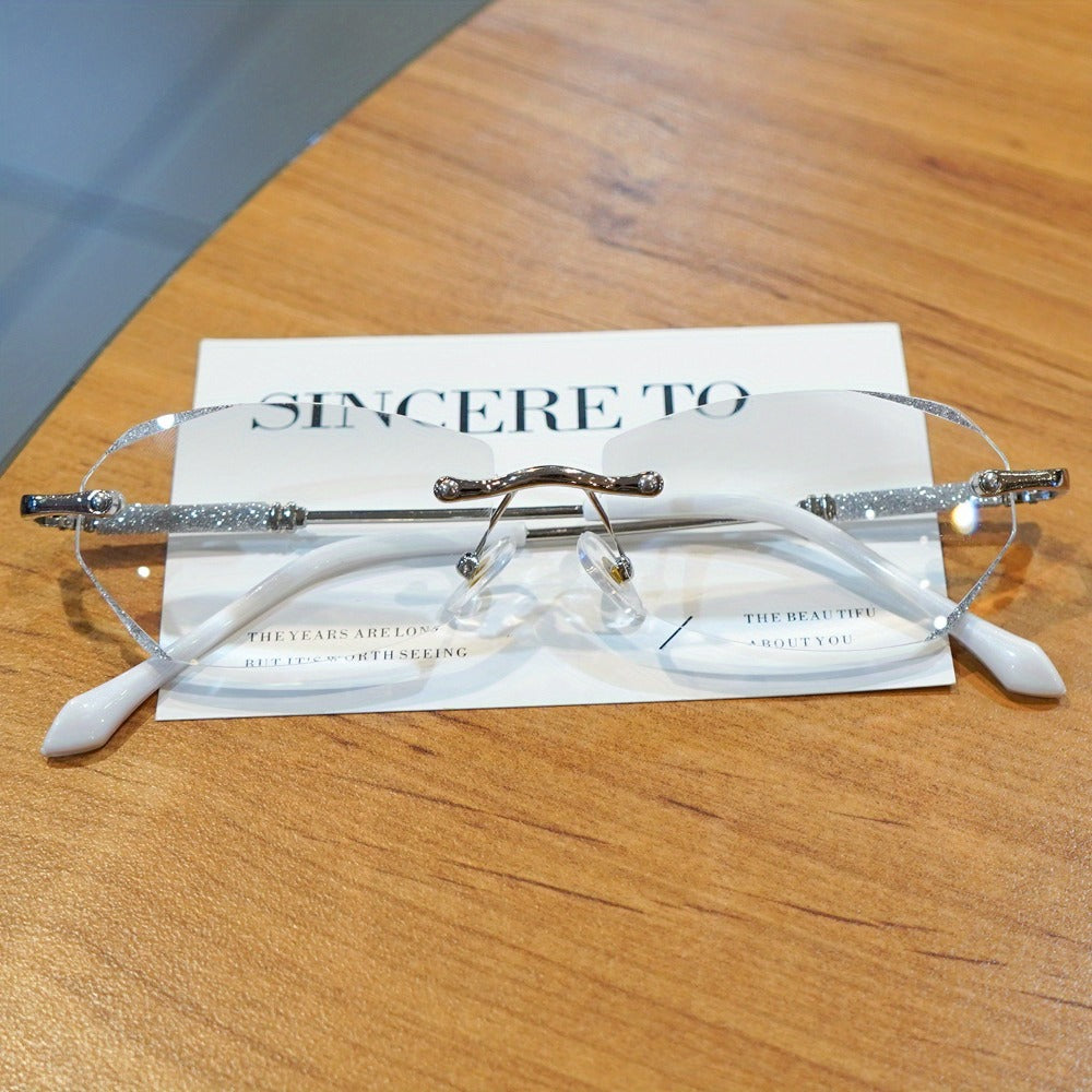 Reading Glasses - Diamond Women 3 Pack Rimless Diamond-Inlaid Edge Anti-Glare PC Lens - product detail view 3