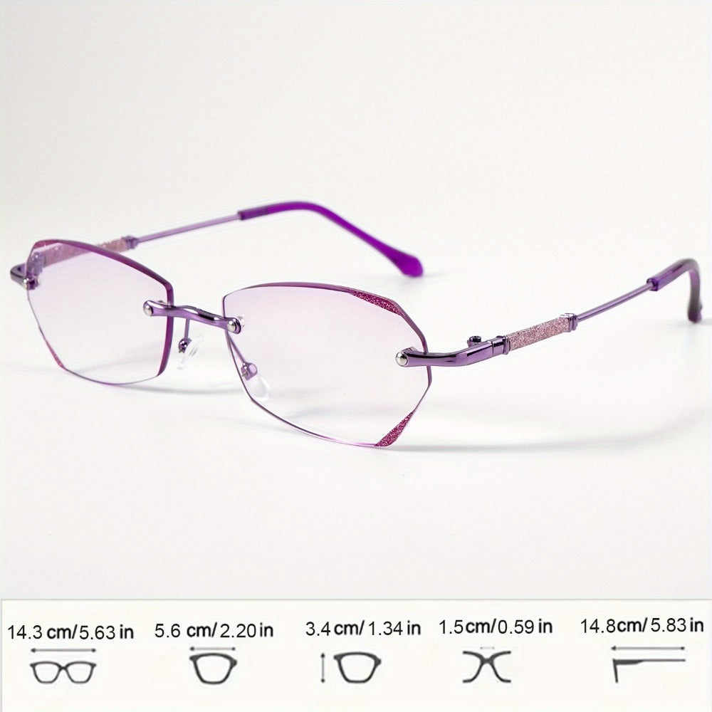 Reading Glasses - Diamond Women 3 Pack Rimless Diamond-Inlaid Edge Anti-Glare PC Lens - product detail view 5