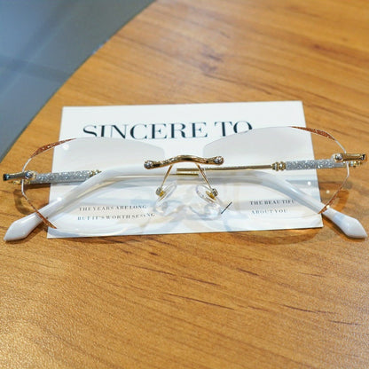 Reading Glasses - Diamond Women 3 Pack Rimless Diamond-Inlaid Edge Anti-Glare PC Lens - product detail view 8