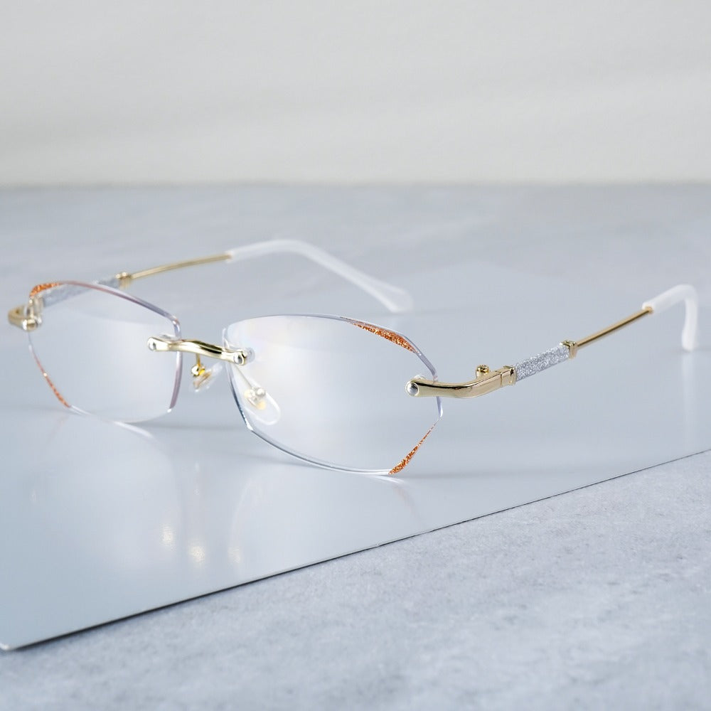 Reading Glasses - Diamond Women 3 Pack Rimless Diamond-Inlaid Edge Anti-Glare PC Lens - product detail view 9