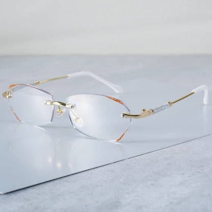 Reading Glasses - Diamond Women 3 Pack Rimless Diamond-Inlaid Edge Anti-Glare PC Lens - product detail view 9