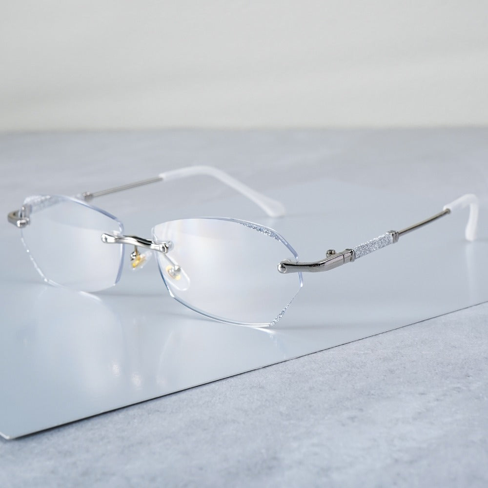 Reading Glasses - Diamond Women 3 Pack Rimless Diamond-Inlaid Edge Anti-Glare PC Lens - product detail view 10