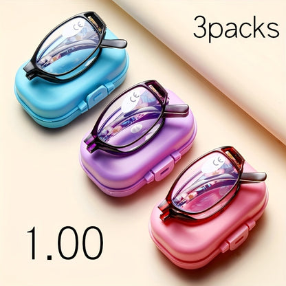 Reading Glasses - Folding 3 Pack Unisex Portable Compact Elegant Business Style Mixed Colors - product detail view 18