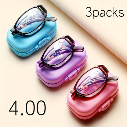 Reading Glasses - Folding 3 Pack Unisex Portable Compact Elegant Business Style Mixed Colors - product detail view 24