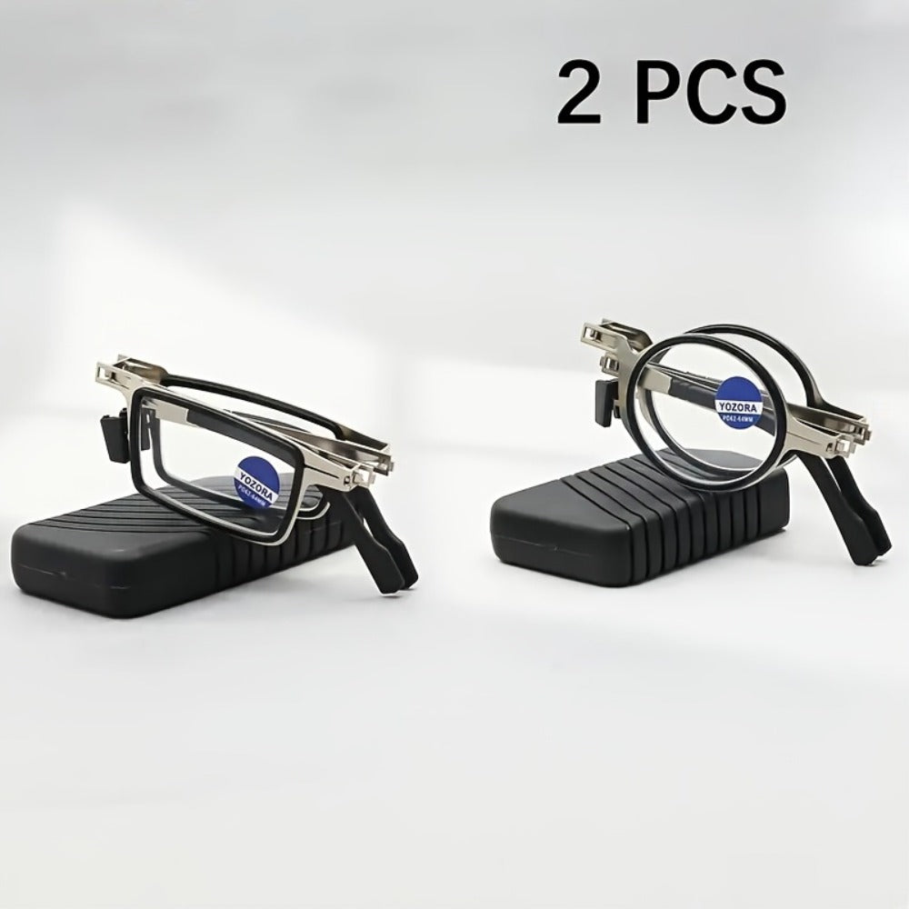 Reading Glasses - Folding Blue Light Blocking 2 Pairs with Case Stainless Steel Frame HD - product detail view 2