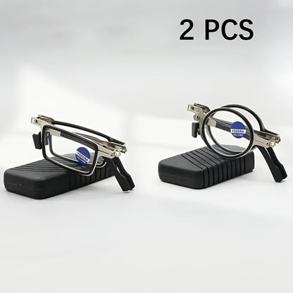 Reading Glasses - Folding Blue Light Blocking 2 Pairs with Case Stainless Steel Frame HD - product detail view 2