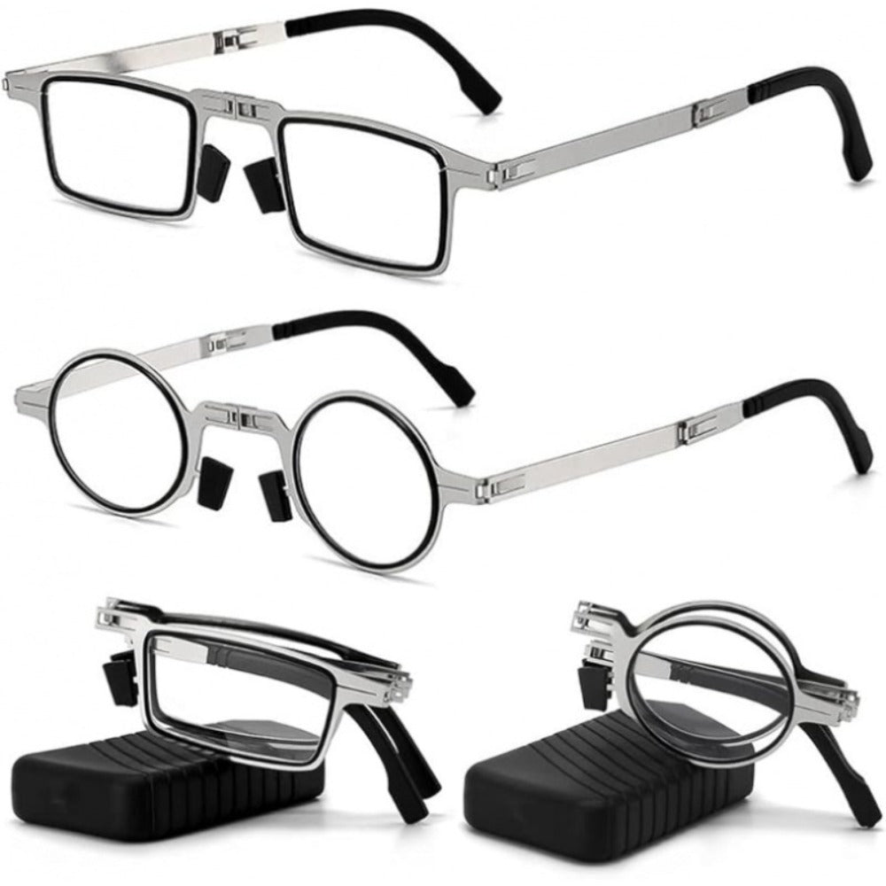 Reading Glasses - Folding Blue Light Blocking 2 Pairs with Case Stainless Steel Frame HD - product detail view 3